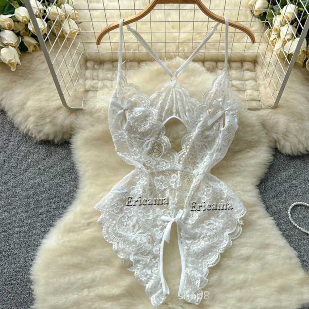 Sexy Lingerie Lace Transparent One Piece Bodysuit For Women Hollow Out Underwear Lace Up Teddy Erotic Lingerie Babydoll LeotardsXJ250301