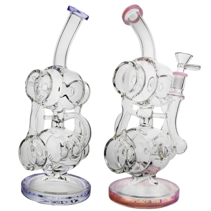 Big Bong Glass Water Pipe bongs recycler bongs 11.8'' with double chamber scientific glass water bong pipes