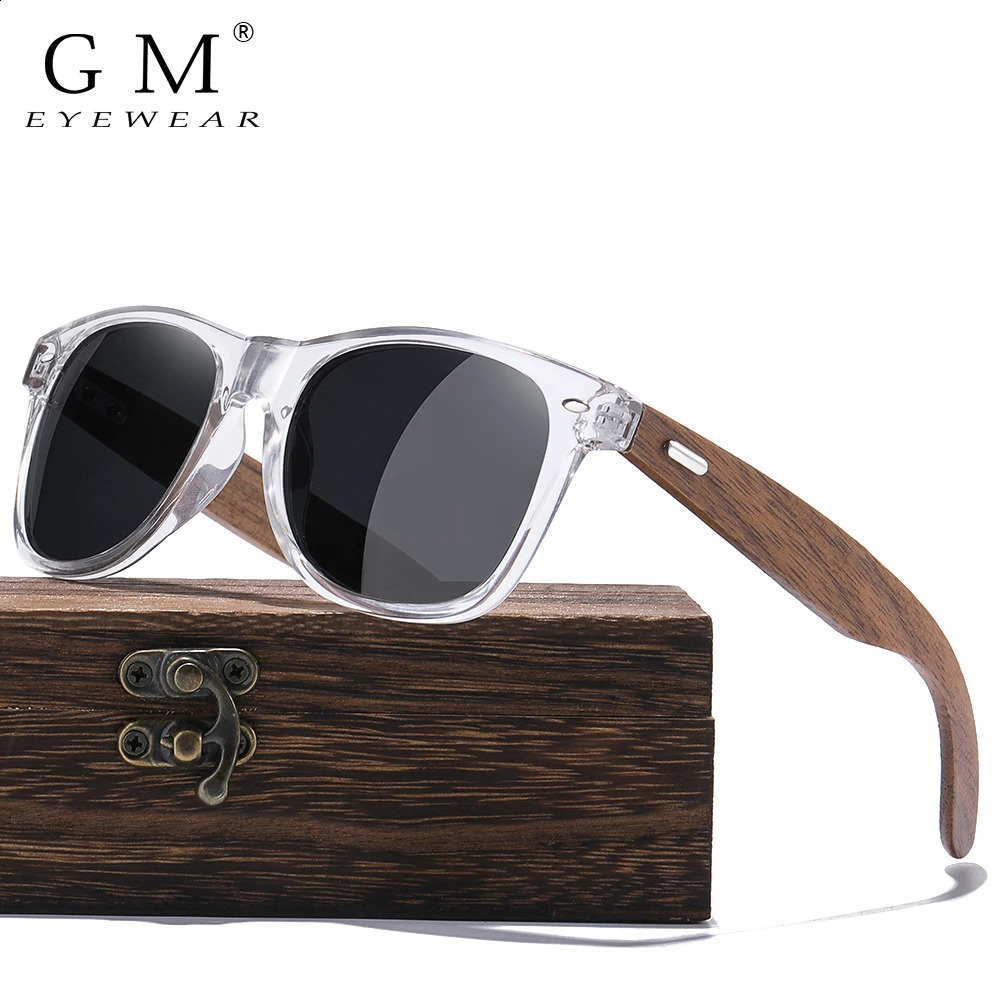 GM Transparent Color Frames Sunglasses Men Womens Polarized Delicate Fashion Handmade Wood Sunglasses With Box 250221