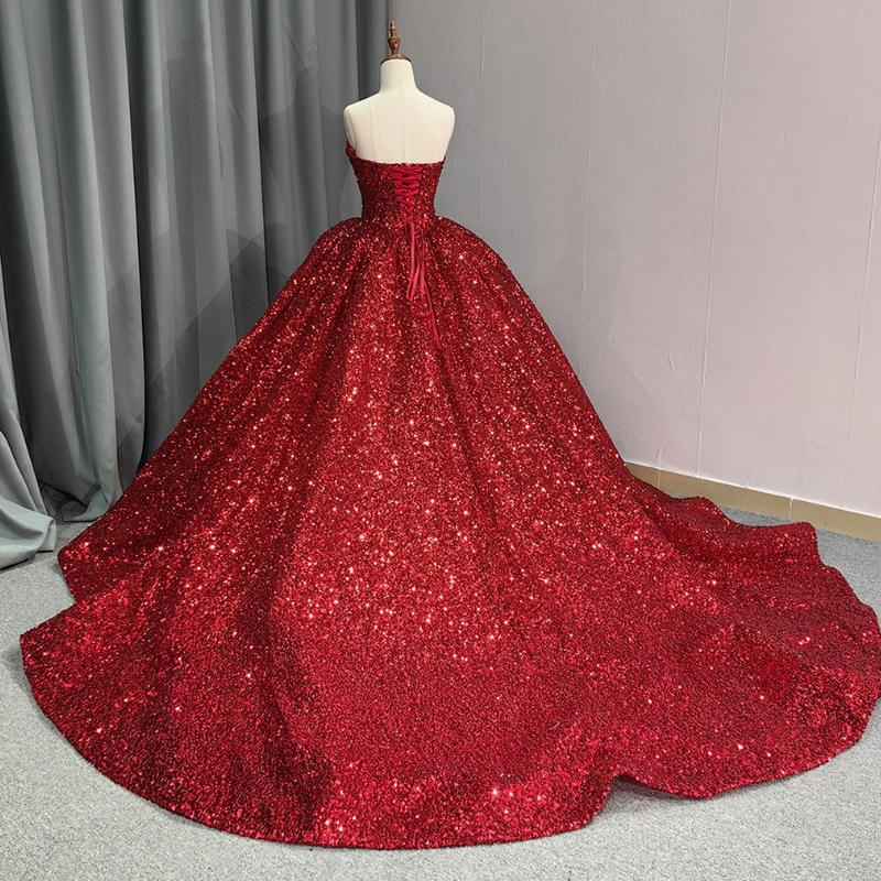 Red Quinceanera Dresses Ball Gown Off The Shoulder Sequined Party Birthday Sweet 16 Vestidos 15 De Anos