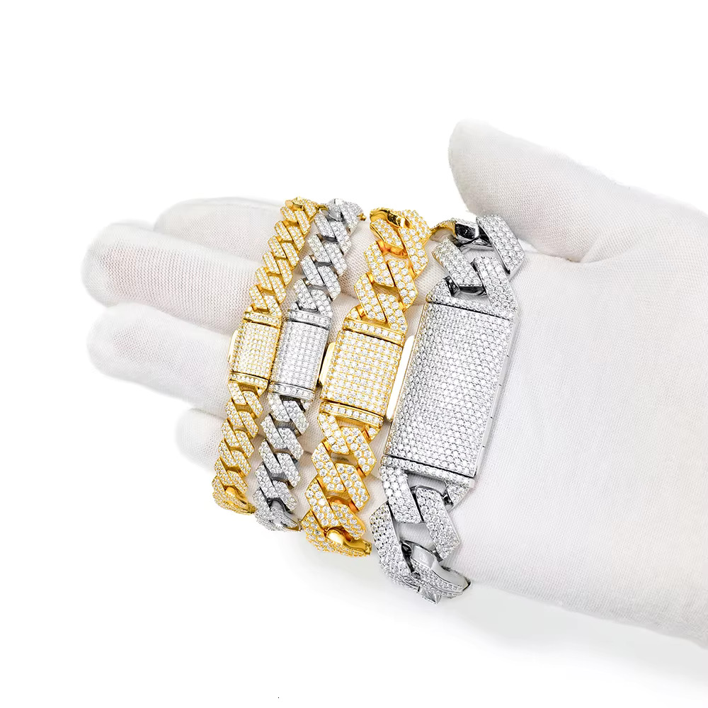 Sier Moissanite Jewelry 8mm 10mm s Angled Style Cuban Bracelet