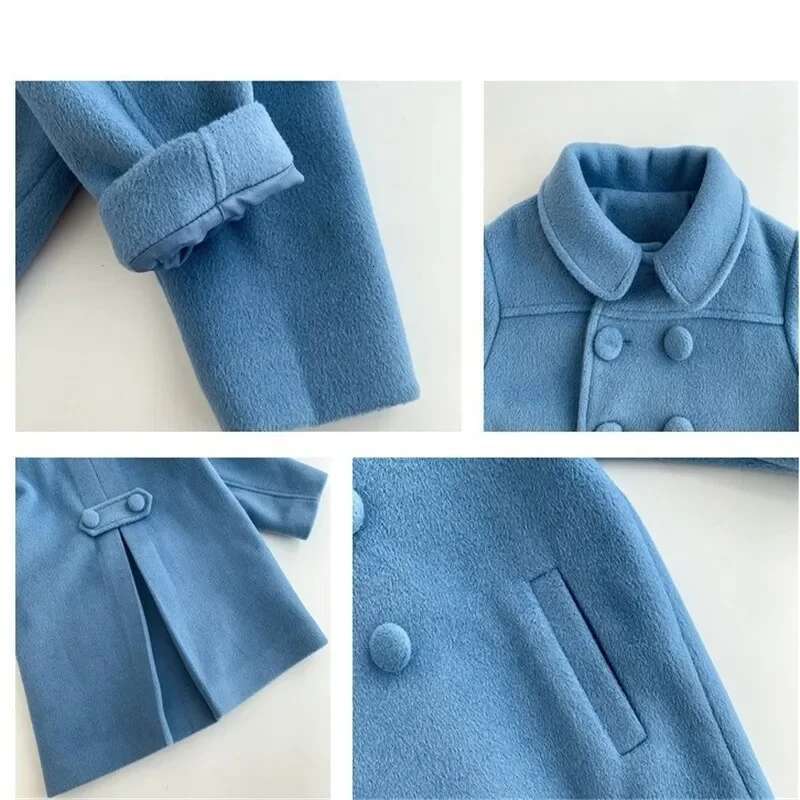 Ddmyshoesvip Children Coats Girls Mid Length Padded Double Breasted Tweed Winter Coat Baby Girl Clothes Kids Jacket