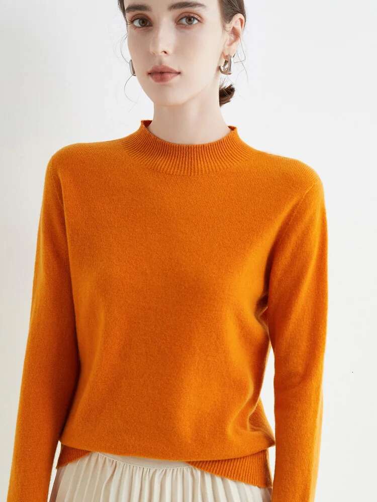 2025 Autumn Winter Solid Mock-neck Pullover Sweater For Women Casual Knitwear Female Clothing Basic Soft Tops
