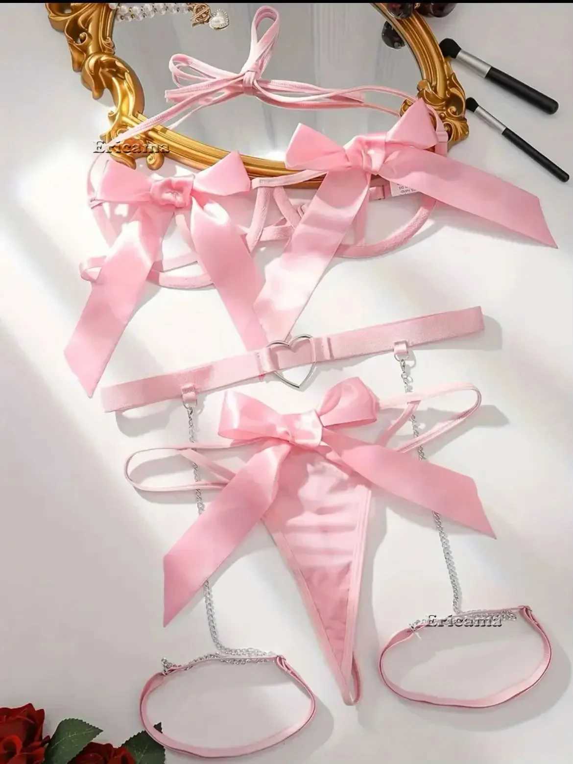 Womens transparent bra and panties garter straps lingerie set passionate and sexy clothing lingerie open bra thong sexy lingerie setXJ250301