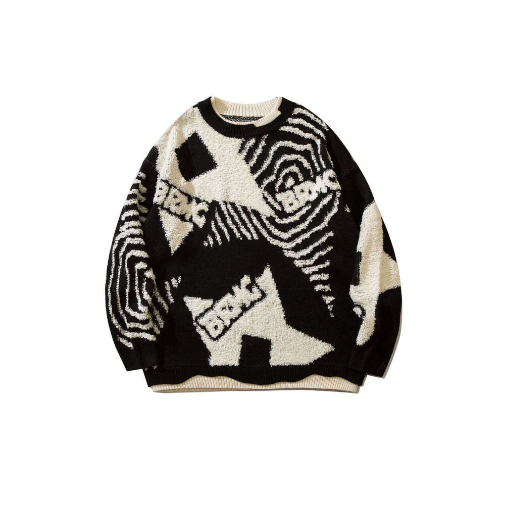 American New Jacquard Round Neck Trendy Brand Loose Men's Autumn/Winter Couple Knitted Sweater Casual Top