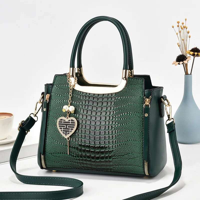 Elegant Buckle Heart Chain Decor Handbag, Women's Solid Color Crossbody Bag, Braided Details Flap Purse For Work designer handbags women
