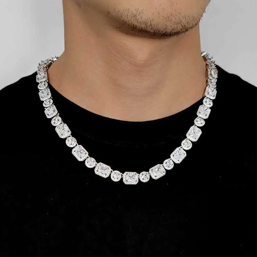 Bg Paved Zircon Men Iced Out Cuban Cluster for Women Hip Hop Icy Round Square Tennis Chain Choker Jewelry