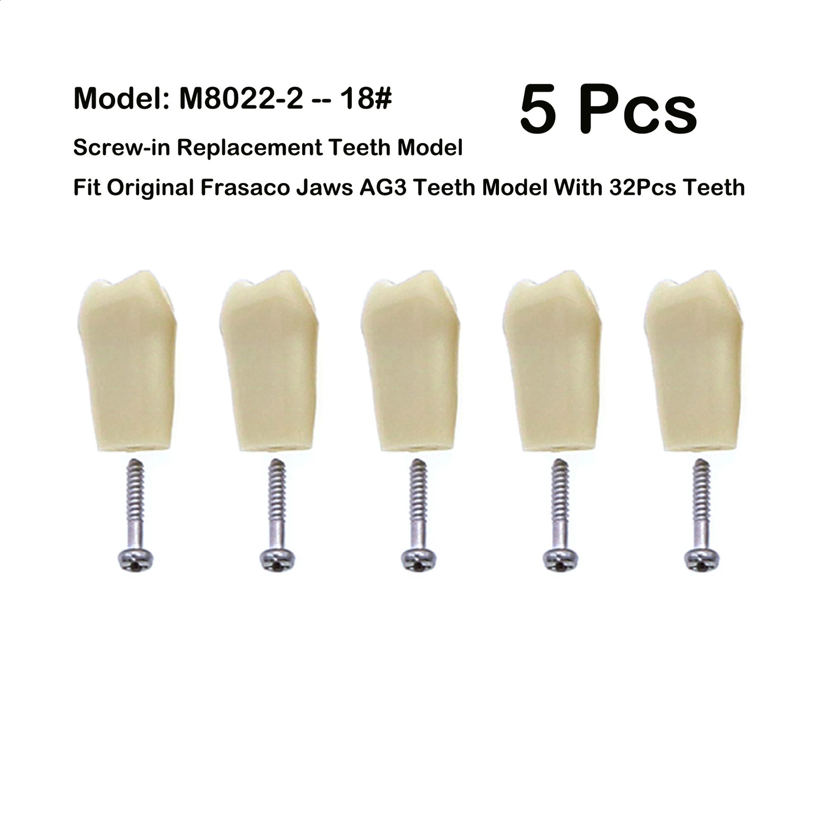 5Pcs Frasaco Jaws AG3 Original Type Fit Dental Teeth Model Replacement Screw-in Standard Typodont Practice Filling 11#-18# 250227