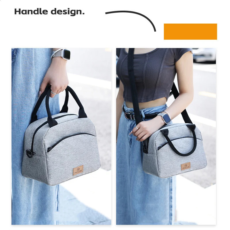 Lunch bag with shoulder strap handle cooler bag womens portable food bag work student lunch box freezer bag 250228