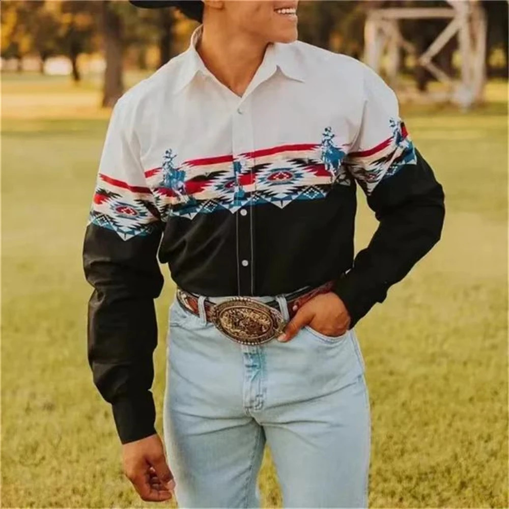 European and American mens clothing four season buttons long sleeves vintage denim outdoor farm workwear XS6XL 250226