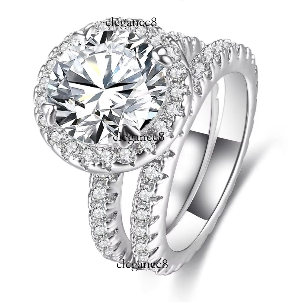 High Quality Engagement Wedding Moissanite Ring Zirconia Jewelry White Gold Women Dia Rings