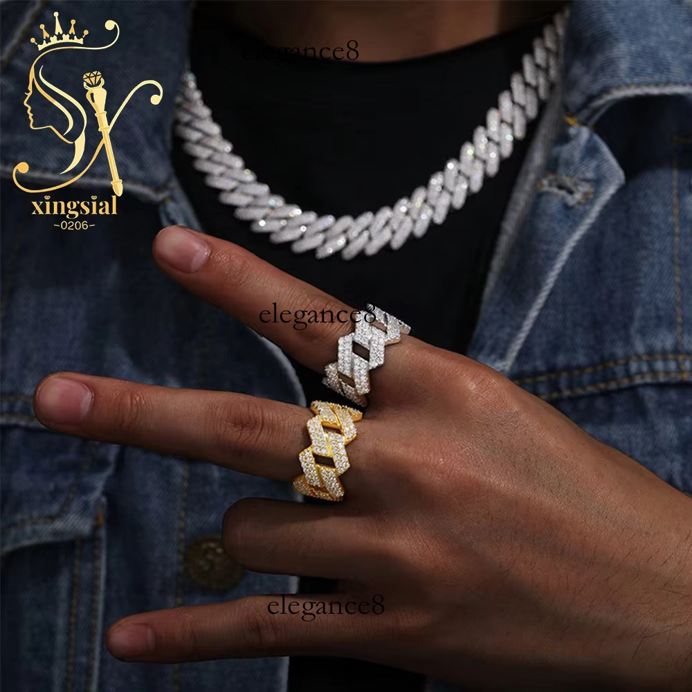 Sial Hip Hop Party Gift Pass Tester Sier Iced Micro paved Men's VVS Silica Ring