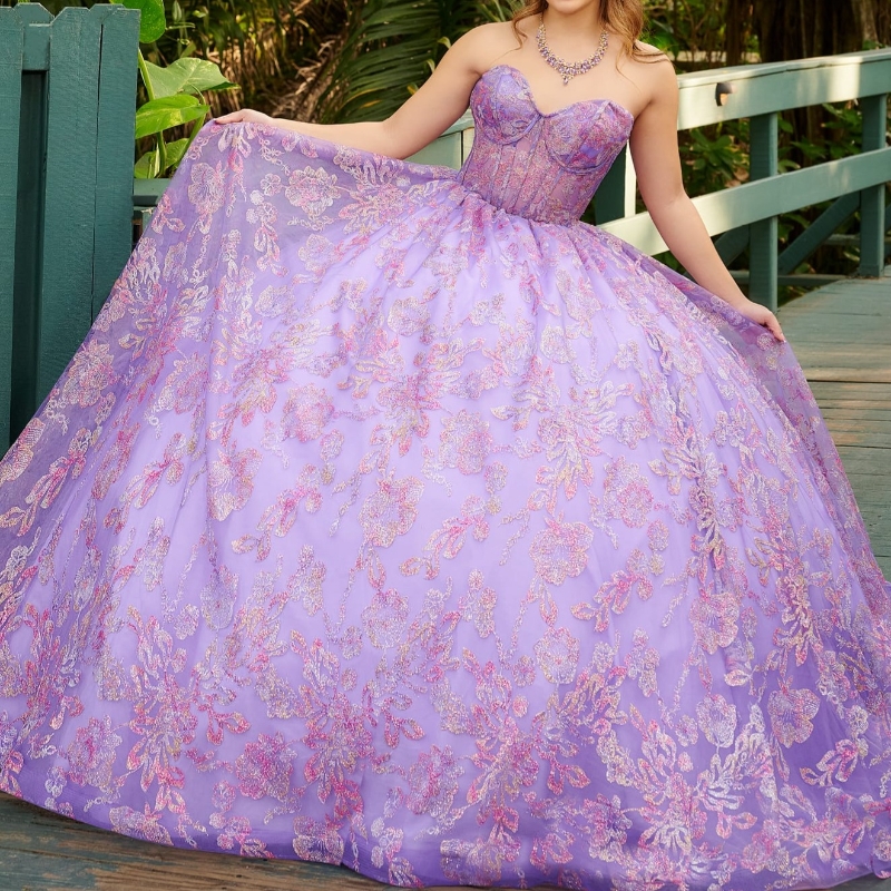Lilac Shiny Quinceanera Dresses Ball Gown Off The Shoulder Sequin Applique Lace Beads Corset Tull Party Birthday Sweet 16 Vestidos 15 Anos