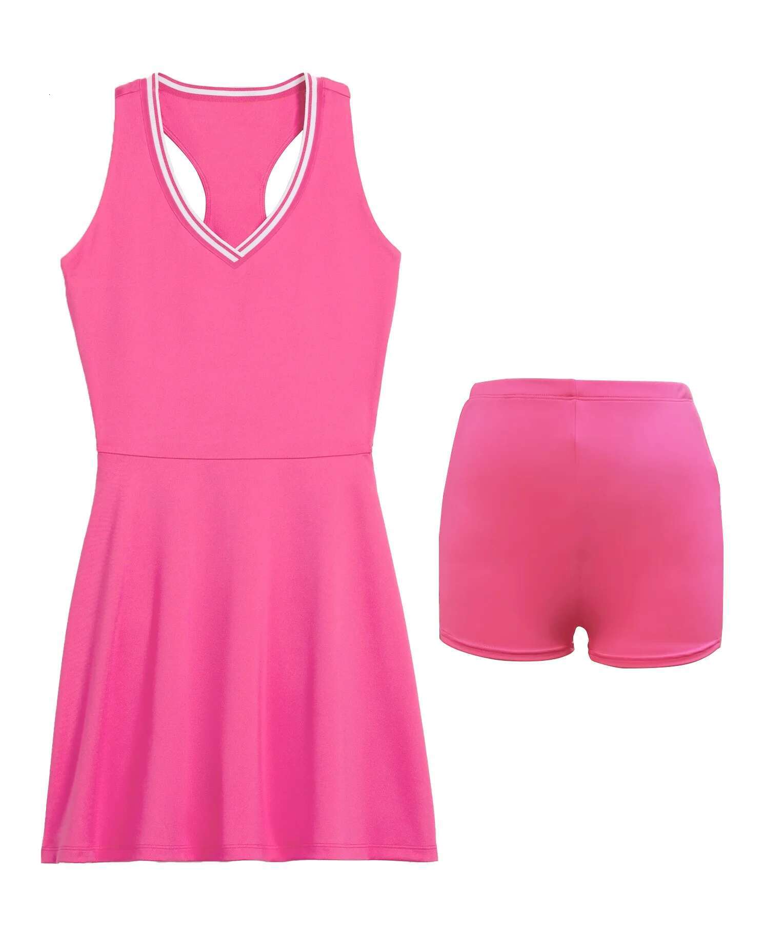 Women's Sport Dress With Shorts Tennis Two Pieces Set Breathable Outdoor Badminton Golf Wear Black White Pink Gym Tracksuit New