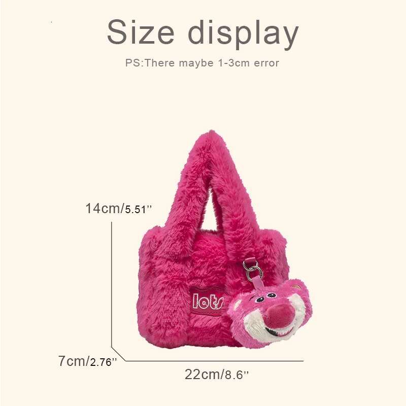 Fashion Faux Fur Small Tote Bags For Women Designer Handbag And Purse New In Letter Cartoon Bear Top Handle Shoulder