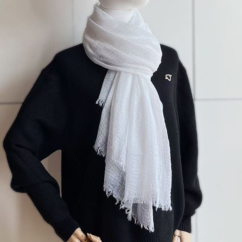 T212 winter cotton and linen black new scarf thin style literary men and women all-match solid color student neck warm shawl scarf