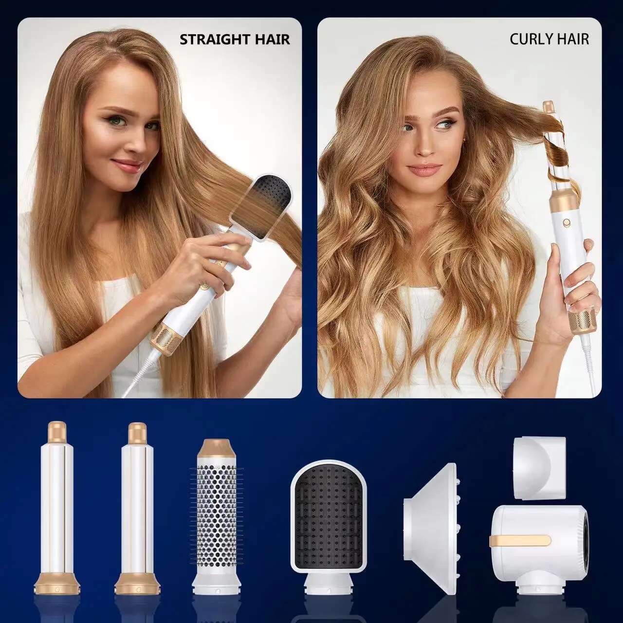 7 In 1 Dryer 1400W Straightener Hair Hot Comb Professional Auto Wrap Dryer&Straightening Brush Automatic Curg Iron