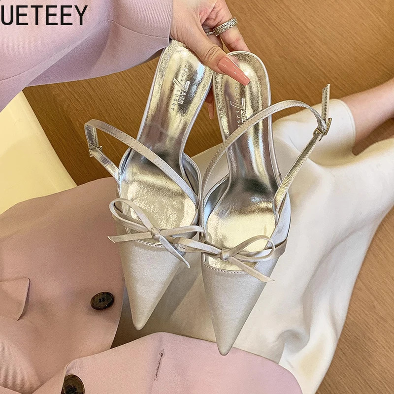 Summer High Heel Womens Sandals Fashion Pointed Toe Singbacks Shoes Womens Elegant Party Dress Sandals 250228