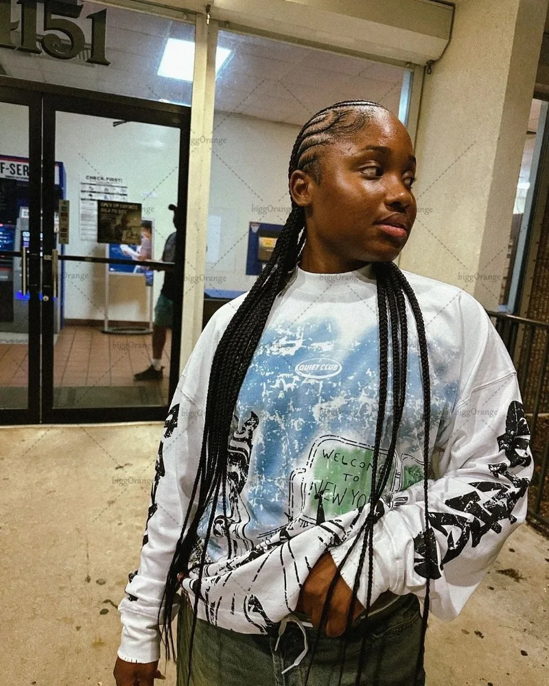 Y2K Gothic Punk Style Thorn Print Long-sleeved Men Harajuku Retro Oversized T-shirt Trendy Hip-hop Casual Streetwear Tops Women 250228