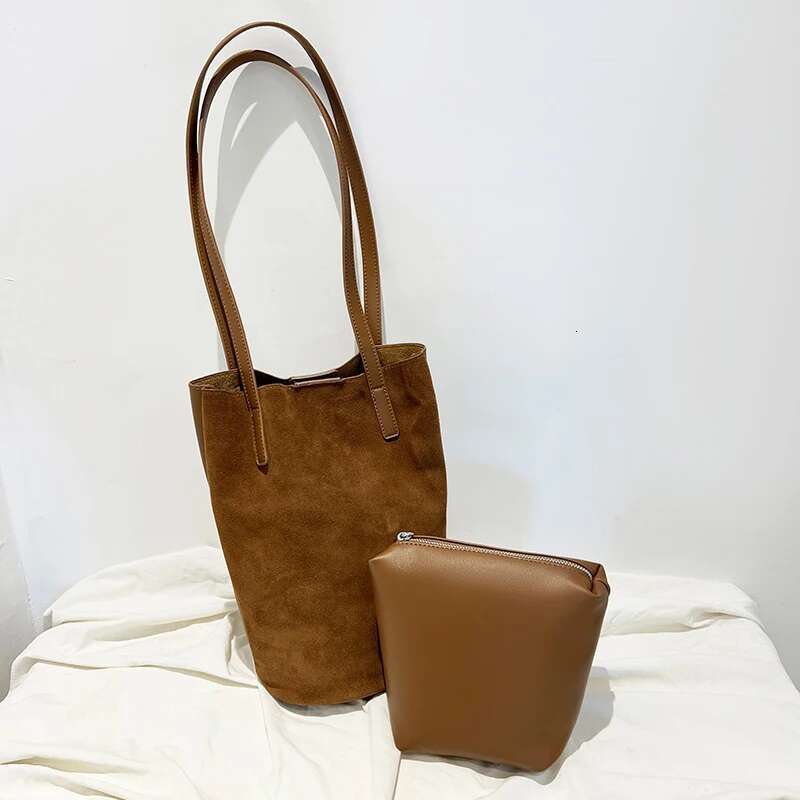 Genuine Leather Bucket Bags For Women Designer Handbag Purse New In Cowhide Vintage Matte With Inner Pocket Shoulder