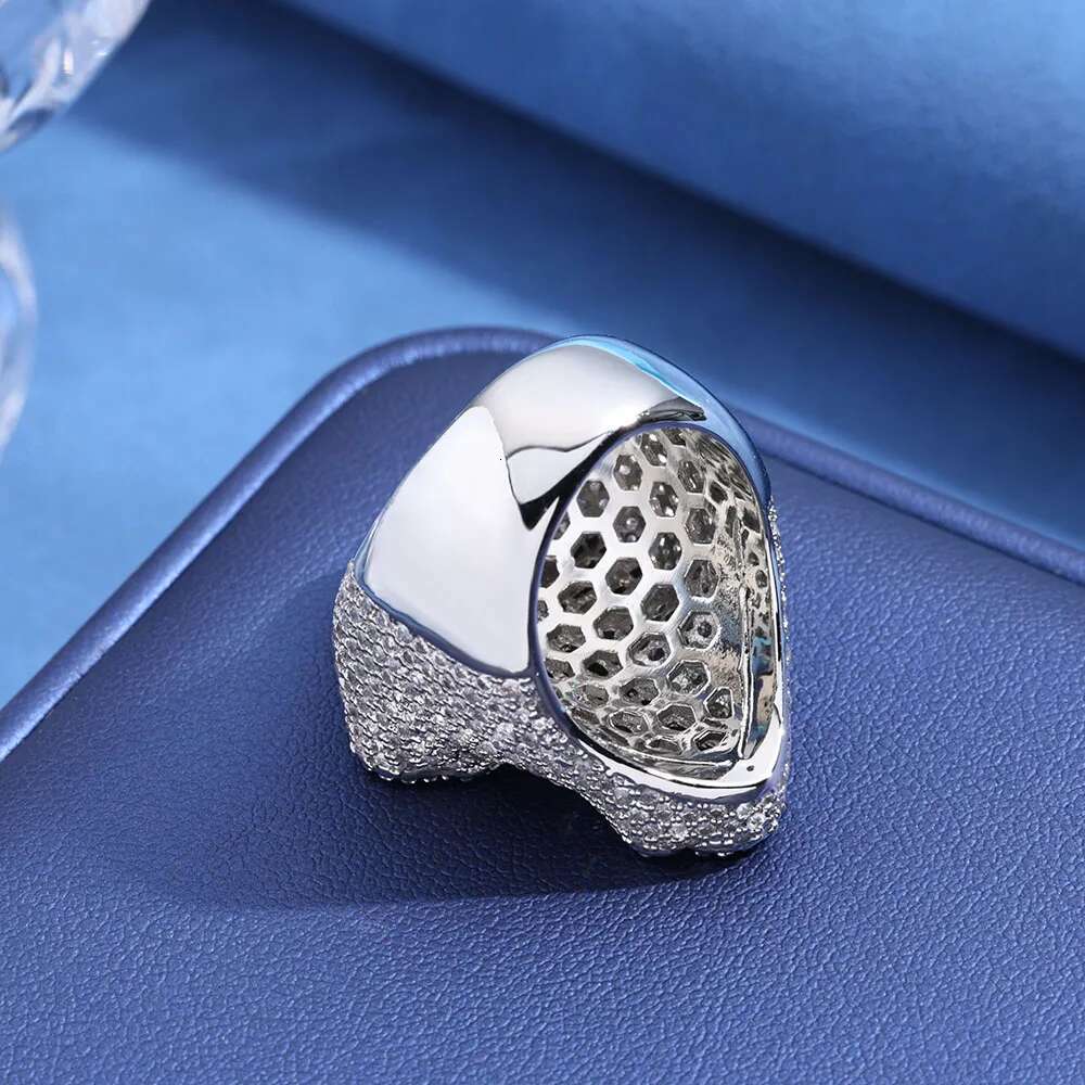 Hip Hop Style Iced Out Cuban Men's Sparkg Gold-Plated and T-shaped Dia Cross Ring Holiday Gift