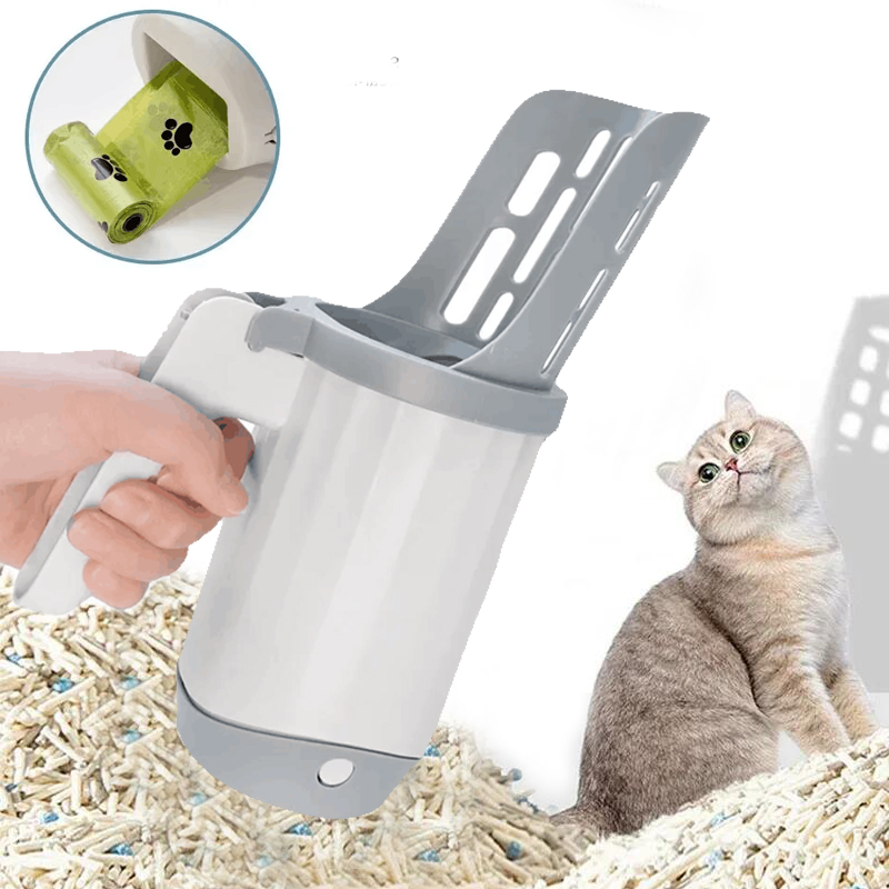 Cat Litter Shovel Scoop with Refill Bag For Pet Filter Clean Toilet Garbage Picker Cat Supplies Cat Litter Box Self Cleaning