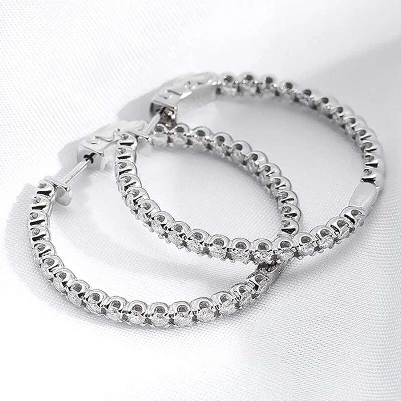 Smyoue Plated 1.74-6.5cttw All Moissanite Hoop Earrings for Women Lab Dia Jewelry 100% Sterg Sier Earring GRA