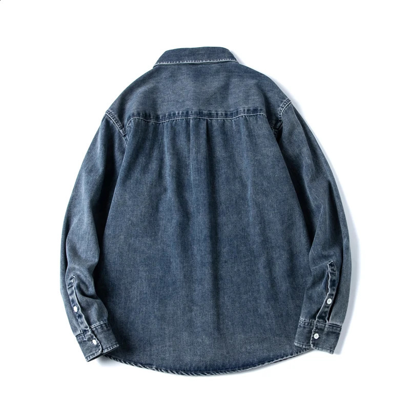 2025 Spring and autumn fashion Japanese retro allmatching thin coat trend loose casual denim shirt long sleeve 250226
