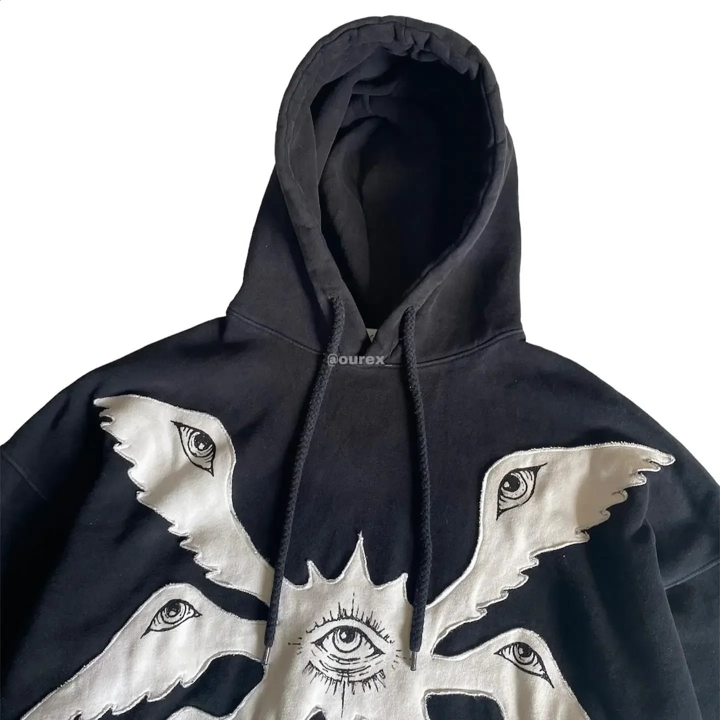 American Retro Harajuku High Street Eye Embroidered Mens Hoodie Womens Sportswear Y2K Casual Top Street Hoodie 250226