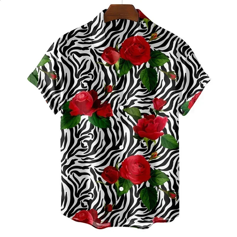 Hawaiian Vintage Mens 3D Shirt Print Flowers Harajuku Fashion Beach Vacation Street Social Plus Size Mens Short Sle 250225