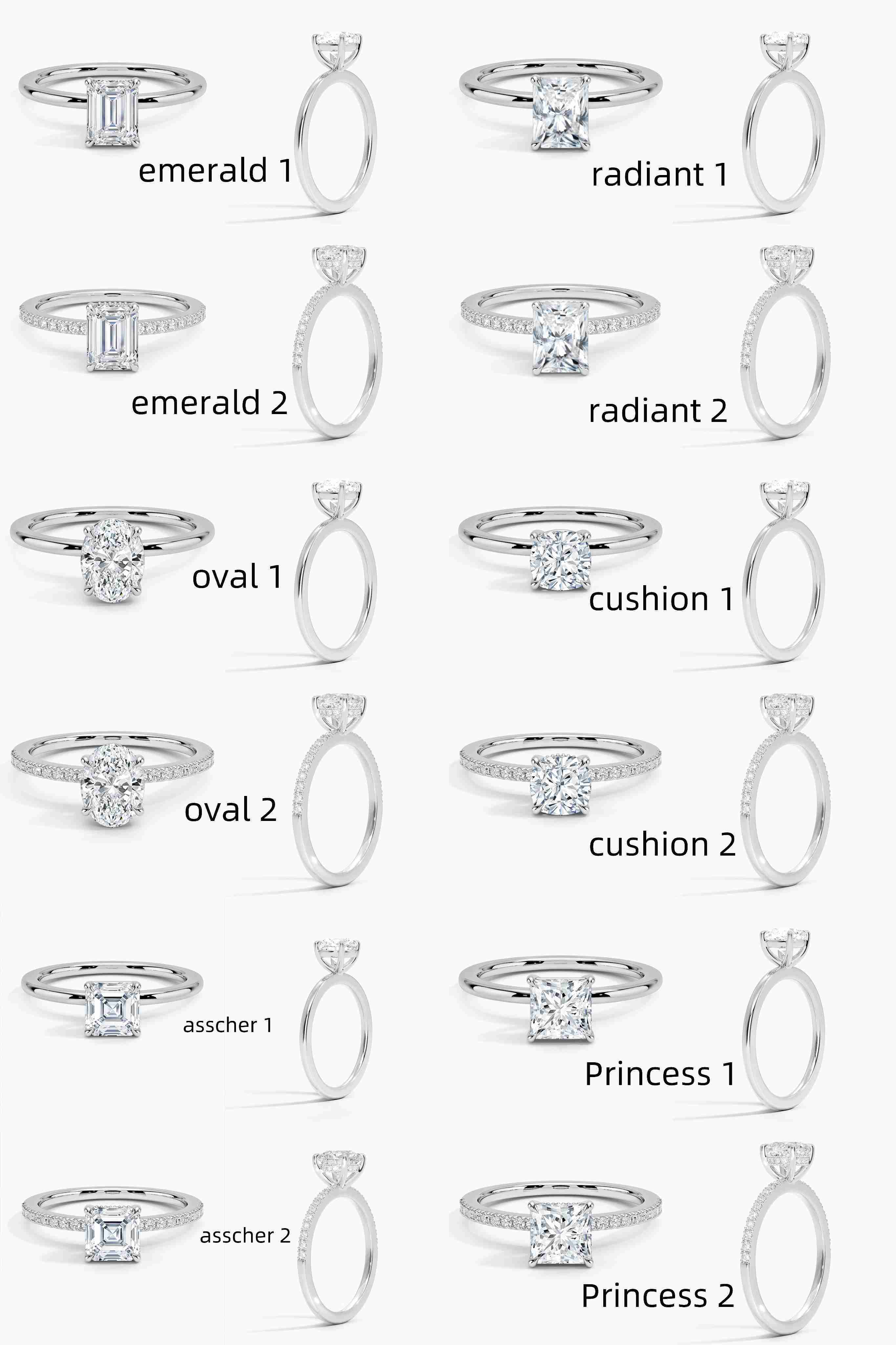 IGI 1CT DEF VS VVS2 Different Main Gemstone Designs Fine 14k White Gold Lab Grown Diamonds Jewelry Rings