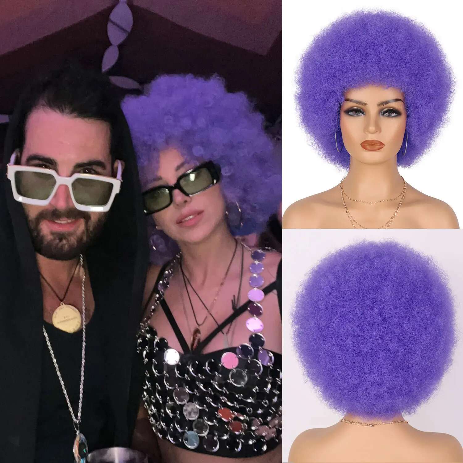 With Bangs Synthetic Short Afro Kinky Curly Wig For Black Women Large Bouncy And Soft Natural Looking Halloween Party