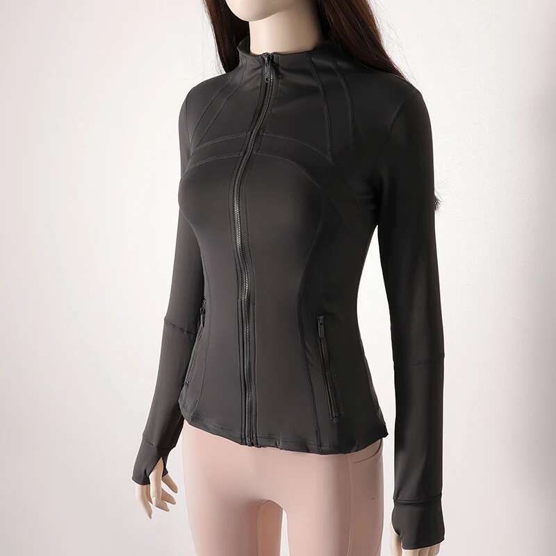 Yoga Spring And Fall Running Fiess Standing Collar Tight Yoga Exercise Jacket