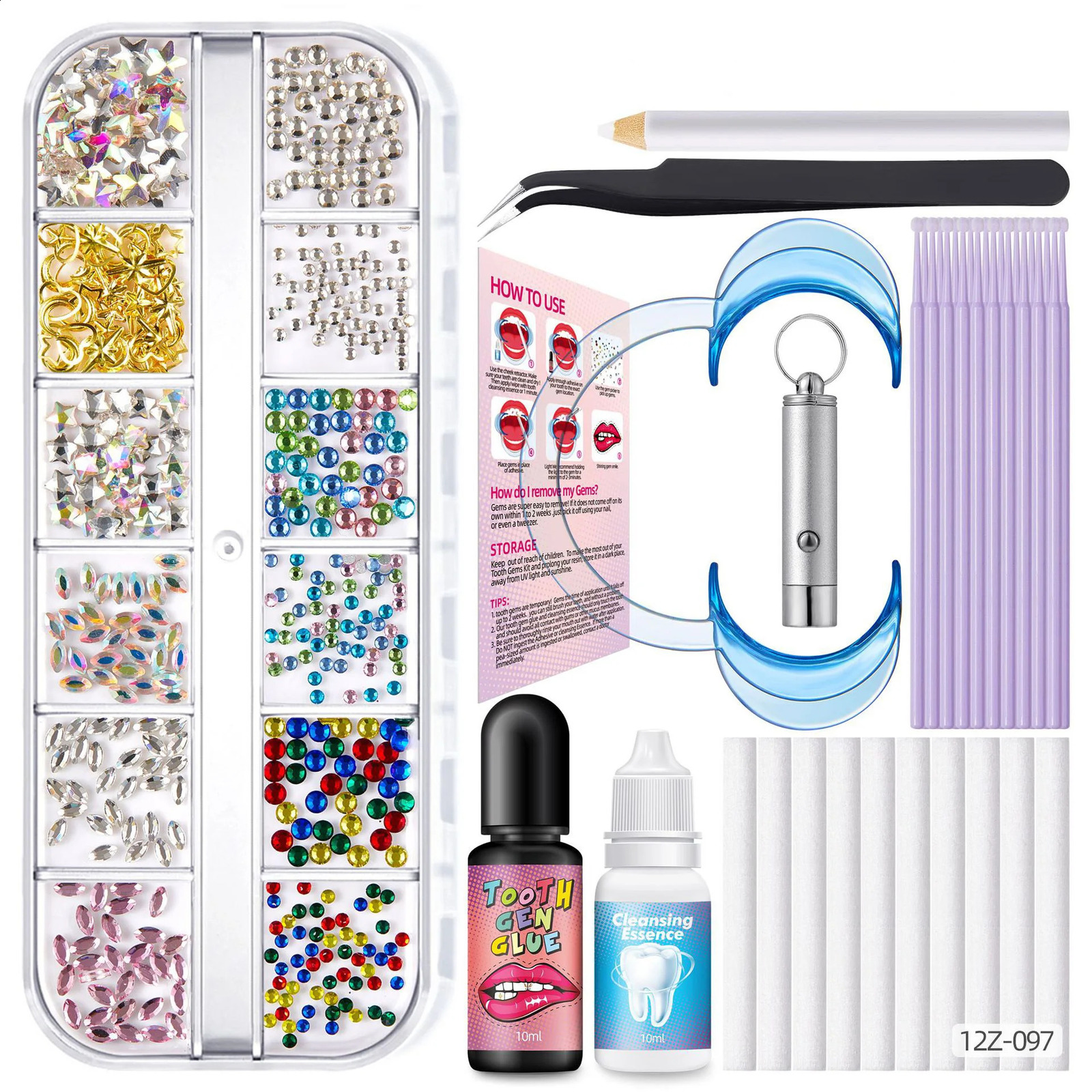 Dental Teeth Gem Decoration Tooth Gem Kit With Curing Light And Glue Solid Crystal Tooth Gems 250226