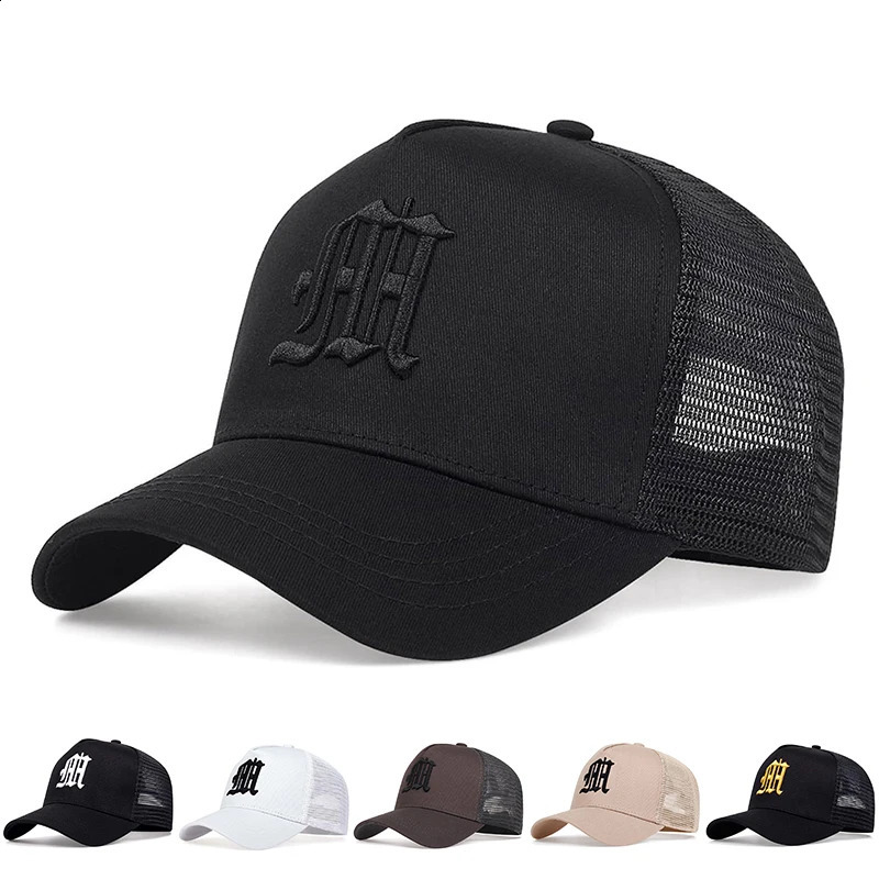 Neutral Gothic letter embroidered baseball net hat spring and summer outdoor adjustable casual sun protection 250228