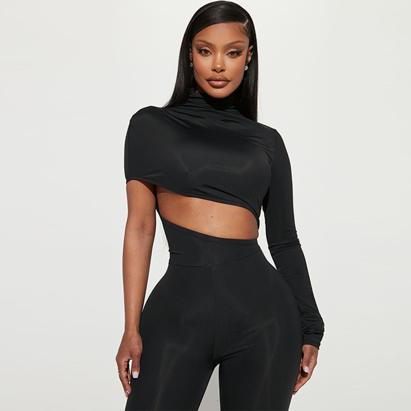 Women's New4 Autumn New Sexy And Personalized High Elasticity Single Shoulder Long Sleeved Jumpsuit