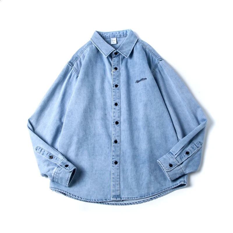 2025 Spring and autumn fashion Japanese retro allmatching thin coat trend loose casual denim shirt long sleeve 250226