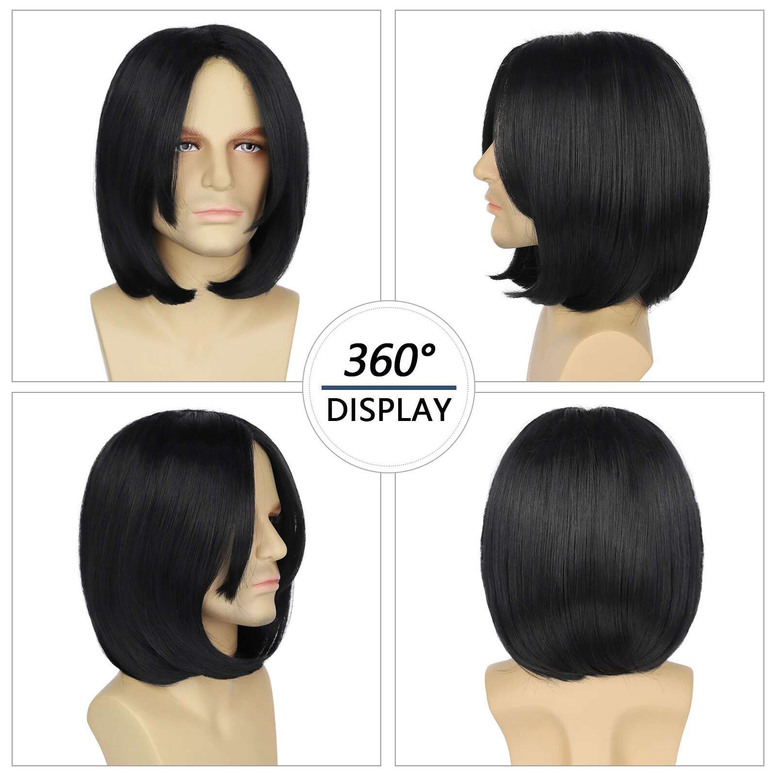 Wizard Synthetic Dark Professor Severus For Adults Assassin Wick Costume Mens Black Halloween Cosplay Wig
