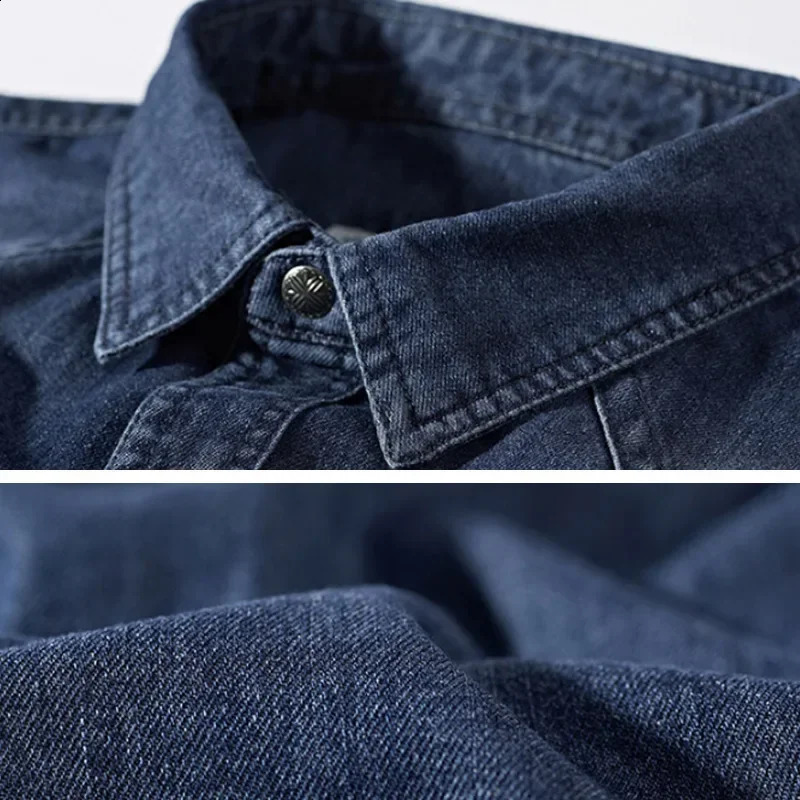 2024 Spring Mens Denim Jeans Shirts Long Sleeve 100 Cotton SingleBreasted Handsome Homme Casual Jean Shirt Tops Men 250226