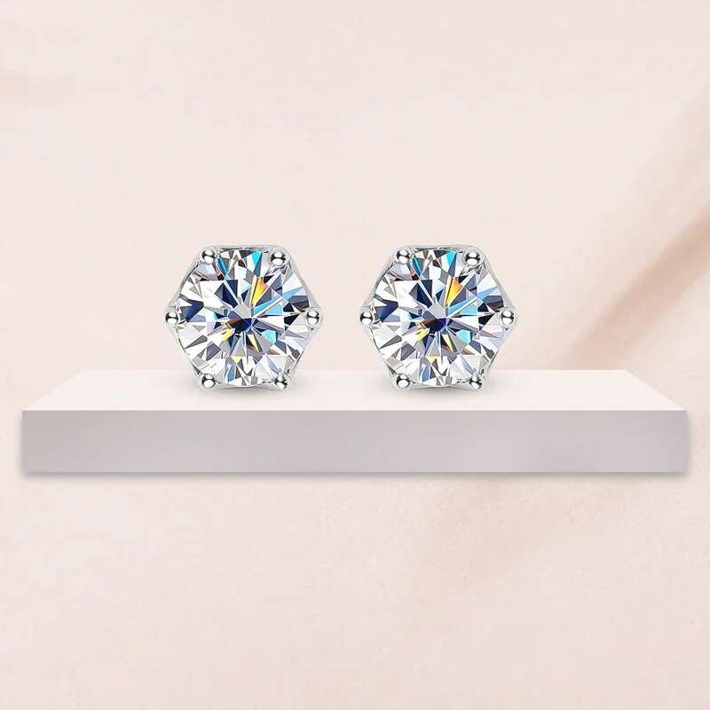 NKHOG 0.5-2 Carat D Color Moissanite Sterg Sier Stud Earrings For Women Sparking Wedding Engagement Party Fine Jewelry