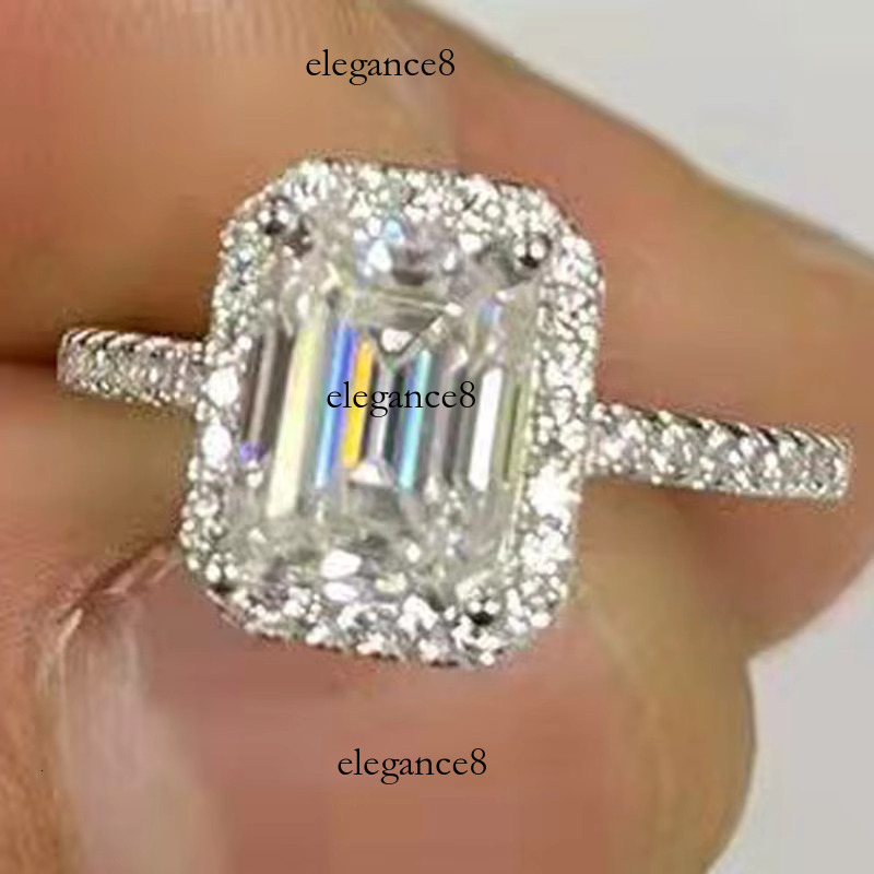 1.0ct 2.0ct radiation/emerald cut wedding engagement women's silica ring, pure sier