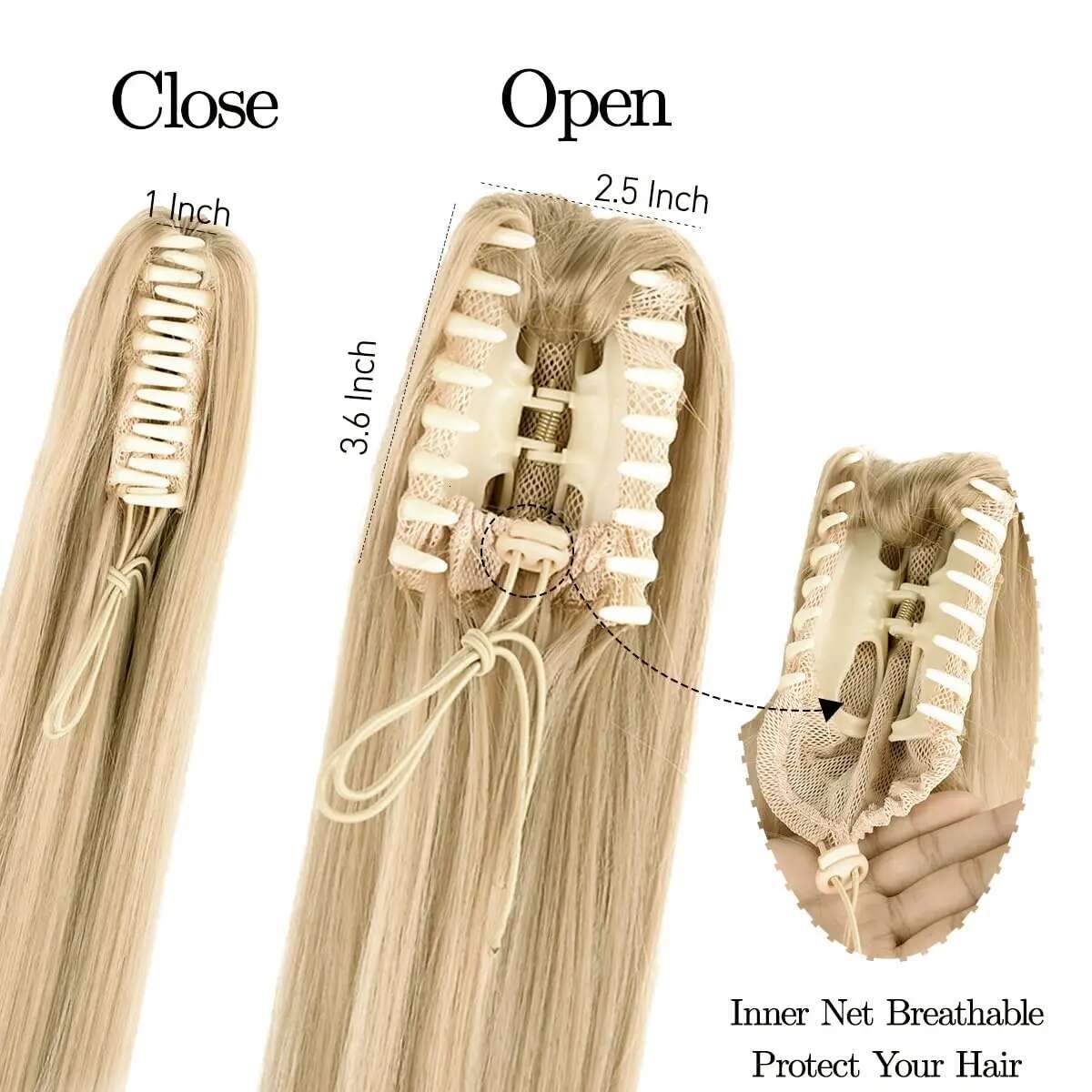 Synthetic Hair Extension Long Straight Claw Clip Ponytail Heat Resistant Natural Wave For Women Blonde Hairpiece