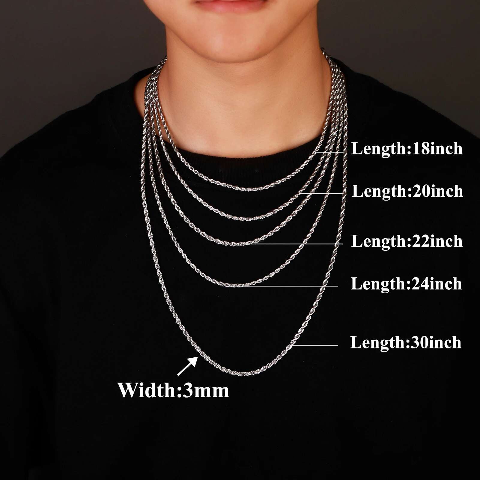 PureMax 3MM Gold Plated S Sterg Hip Hop Twist Chain Sier Women Men's Necklace Jewelry Gift