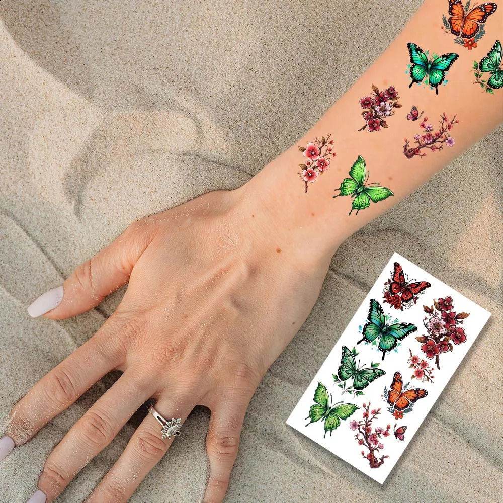 10 piecesset of art retro floral tattoo stickers arm collage body decoration disposable 250219