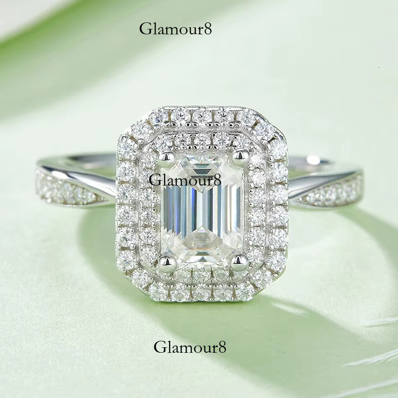 1CT Square Silica Sier Bar High Quality Classic Card Engagement Wedding Jewelry Ring Birthday Gift