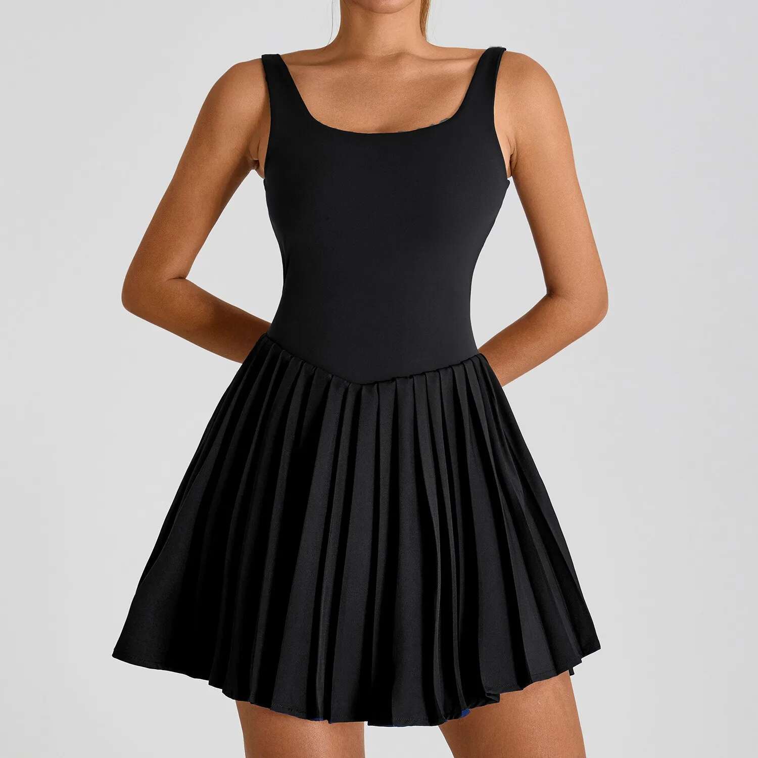 Tennis Pleated Build In Bra Golf Dress With Shorts One-Pieces Hollow Out Fiess Badminton Suits Activewear