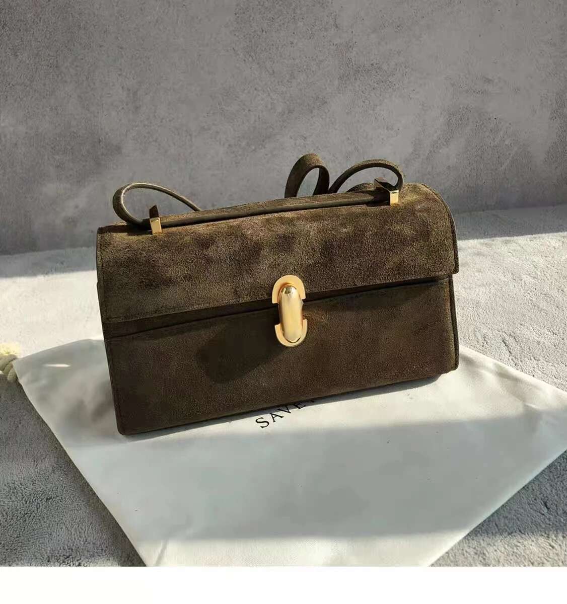 Niche SAVETTE Symmetry 19 Ladies Suede Solid Color Simple One Shoulder Messenger Handbag Small Square Bag