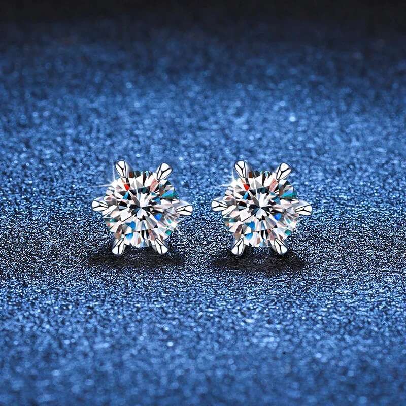NeeTim 1ct 2ct Moissanite Screw for Women Sterg Sier with Gold Plated Dia Wedding Party Girl Stud Earrings