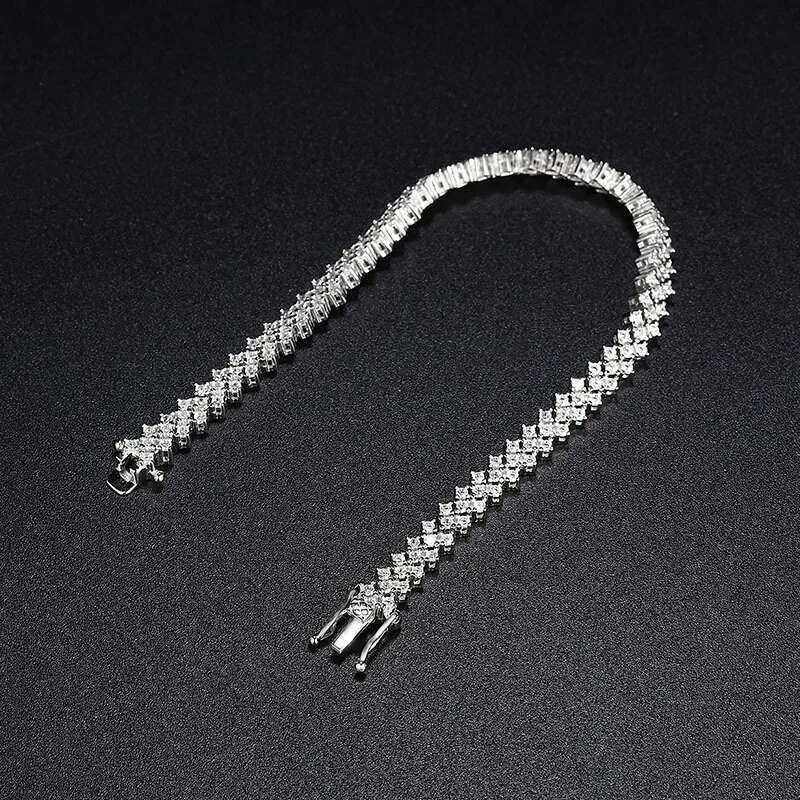 Full Moissanite D Color VVS Lady's Tennis S Sterg Sliver Plated White Gold Bracelet for Women