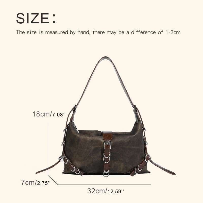 Vintage Bags For Womens Designer Handbags And Purses New In PU Belt Buckle Decoration Medium Underarm Shoulder